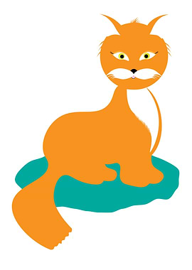 Cartoon Orange Cat on Teal Pillow