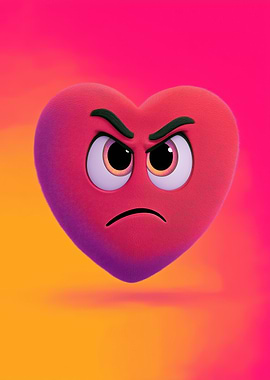 Angry Heart Cartoon Character