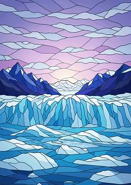 Stained Glass Glacier Landscape