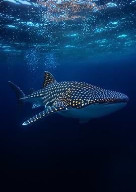 Majestic Whale Shark in the Deep Ocean