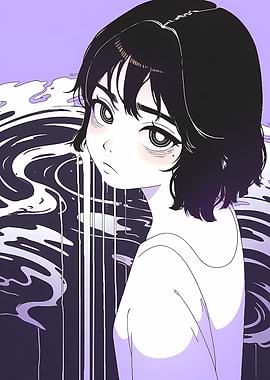 Anime Girl with Flowing Background