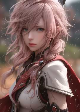 Anime Girl with Pink Hair and Armor