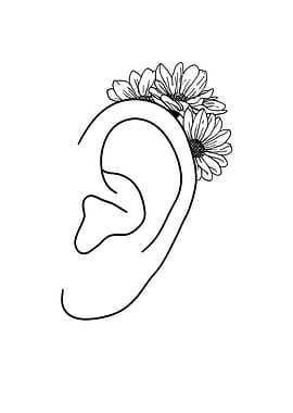 Floral Ear Minimalist Line Art