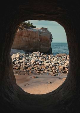 Coastal View Through Rock Hole