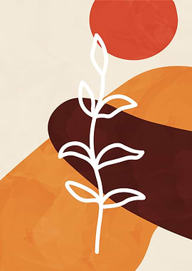 Abstract Botanical Art with Earth Tones