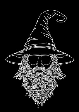 Wizard with Sunglasses Minimalist Line Art