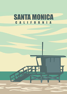 Santa Monica California Beach Illustration