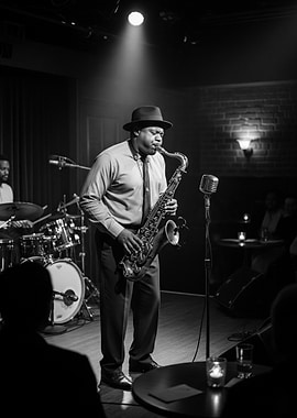 Black and White Jazz Saxophonist