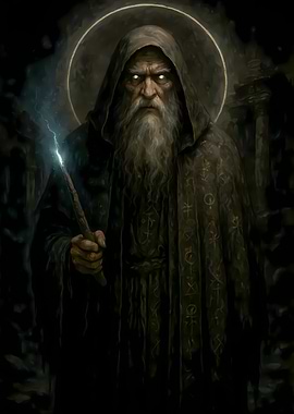 Mystical Wizard with Glowing Eyes