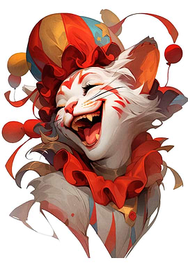 Laughing Clown Cat Digital Art
