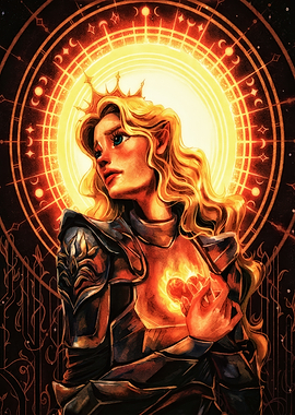 Golden Warrior with Glowing Heart