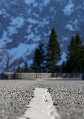 Mountain Road with White Line