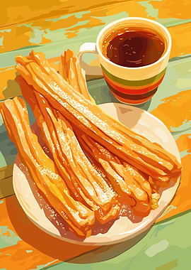 Churros and Coffee Still Life