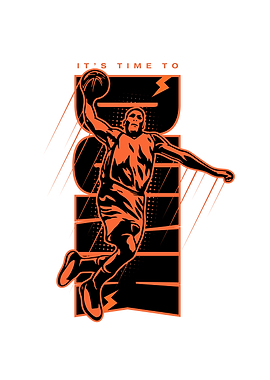 Basketball Player Dunking Graphic Illustration