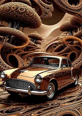 Classic Car in Abstract Landscape