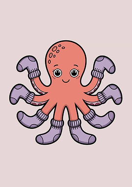Cartoon Octopus Wearing Socks Cute