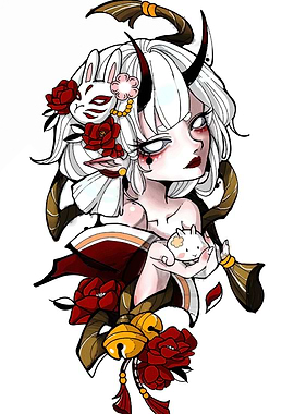 Anime Girl with Horns and Mask