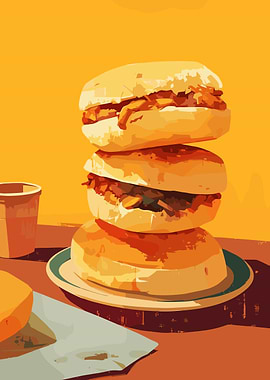 Stacked Sandwiches Illustration
