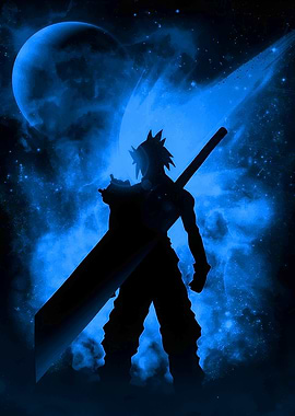 Cloud Strife Silhouette with Buster Sword