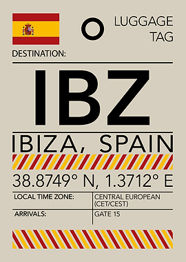 IBZ Ibiza, Spain Airport Luggage Tag