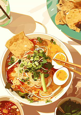 Delicious Ramen Bowl Illustration
