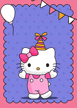 Hello Kitty Birthday Party Illustration
