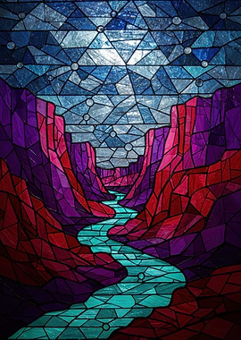 Stained Glass Canyon Landscape