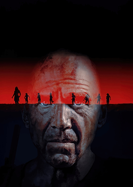 Intense Portrait with Silhouette Figures