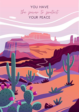 Desert Landscape with Inspirational Quote