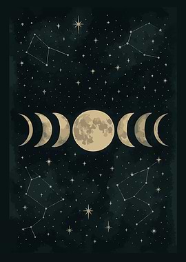 Moon Phases and Constellations Art