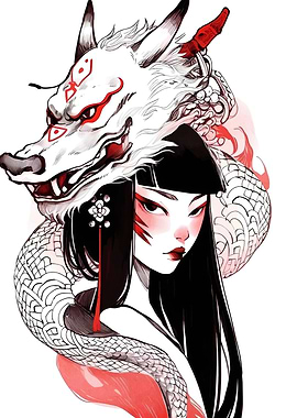 Woman with Wolf Spirit and Snake
