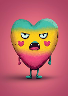 Grumpy Heart Character