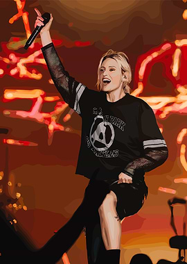 Singer Performing on Stage with Microphone