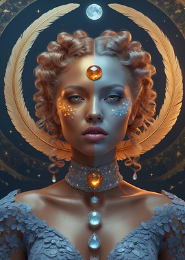 Celestial Woman with Feathers and Jewels