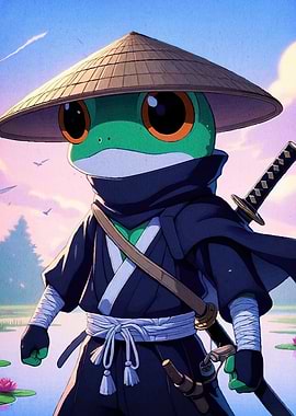 Frog Ninja Katana Straw Hat