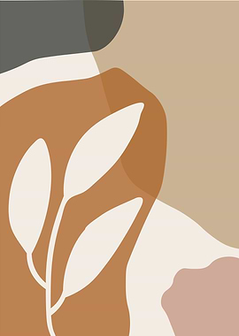 Abstract Botanical Art in Earth Tones