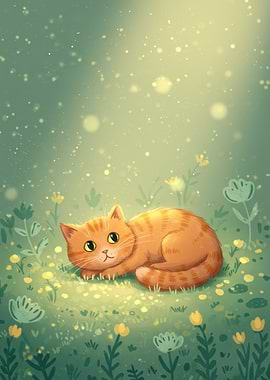 Cute Cat in a Meadow
