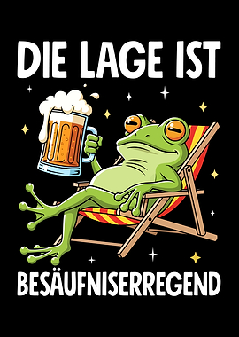 Frog in Beach Chair with Beer