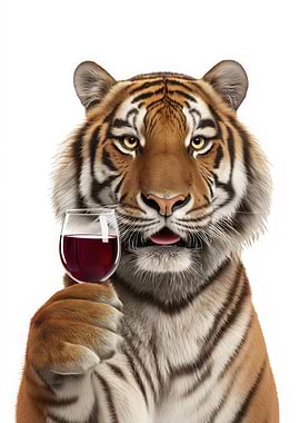 Tiger with Wine Glass