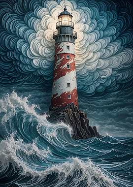 Lighthouse in Stormy Seas