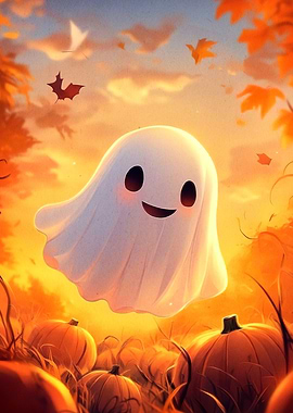 Cute Ghost Pumpkin Patch