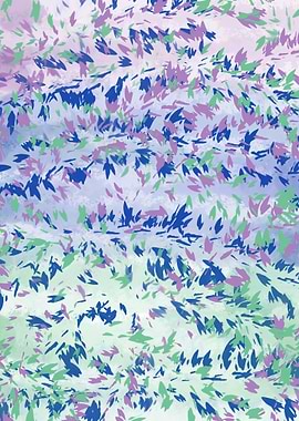 Abstract Leaf Pattern in Blue, Green, Purple