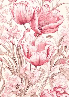 Pink Floral Botanical Art