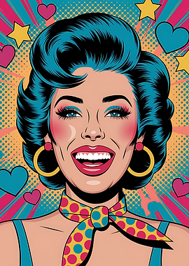 Pop Art Woman Smiling Portrait