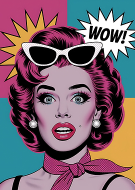 Pop Art Woman with WOW Speech Bubble