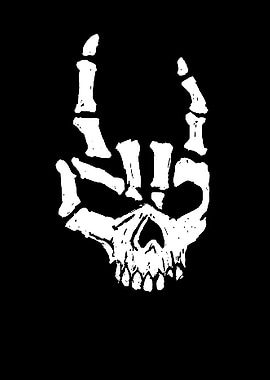 Skull Hand Rock On Sign