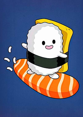 Sushi Surfing Cartoon