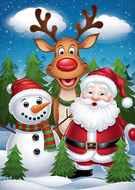 Christmas Santa Reindeer Snowman