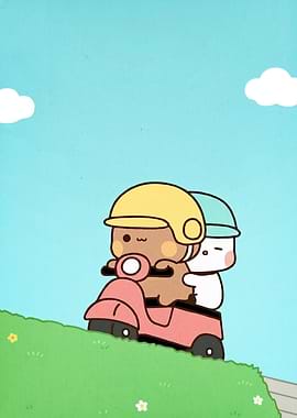 Cute cartoon bears scooter