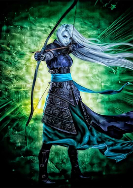 Fantasy Archer with Bow and Arrow